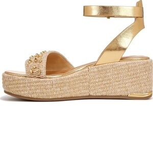 Franco Sarto Terry Gold Wedge Platform  Sandals Size 7M